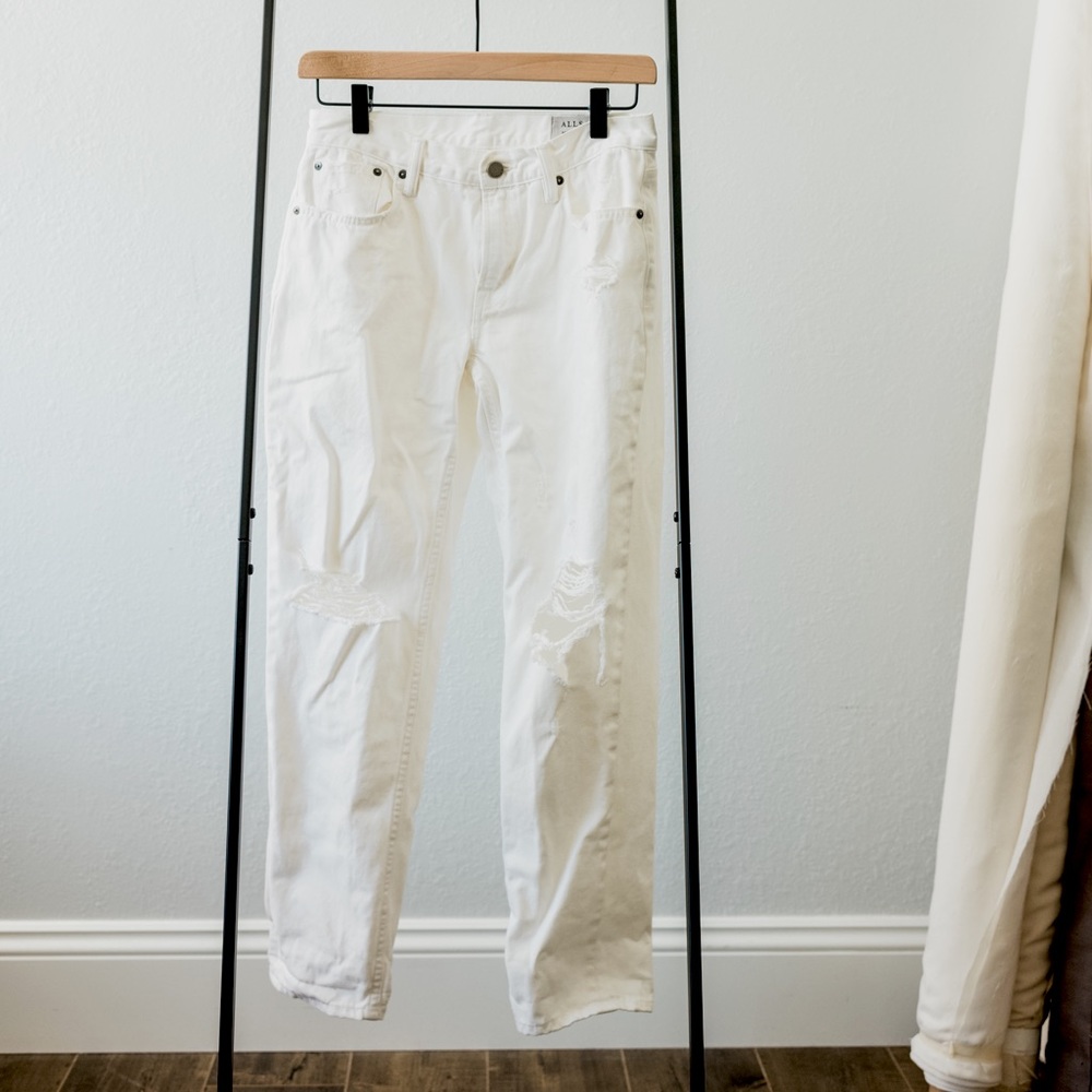 ALLSAINTS Muse White Ripped Slim Fit Low Rise